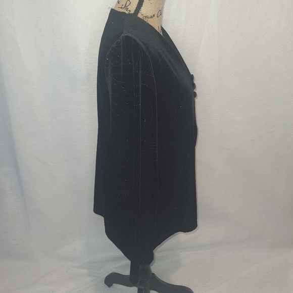 Women's K Studio  Jacket Dress MEDIUM Size 12 Black Velvet Glitter Line Design - Picture 4 of 11